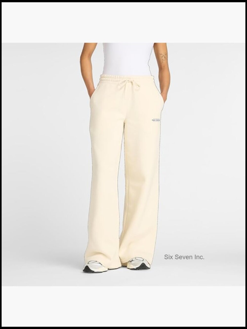 Wide Leg Fleece Pants High Rise Drawcord Pockets Athleisure Lounge